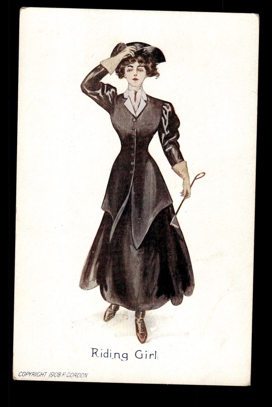 1908 Riding Girl Postcard by P. Gordon Edwardian Fashion Equestrian Unused 1908 Riding Girl Postcard by P. Gordon Edwardian Fashion Equestrian Unused