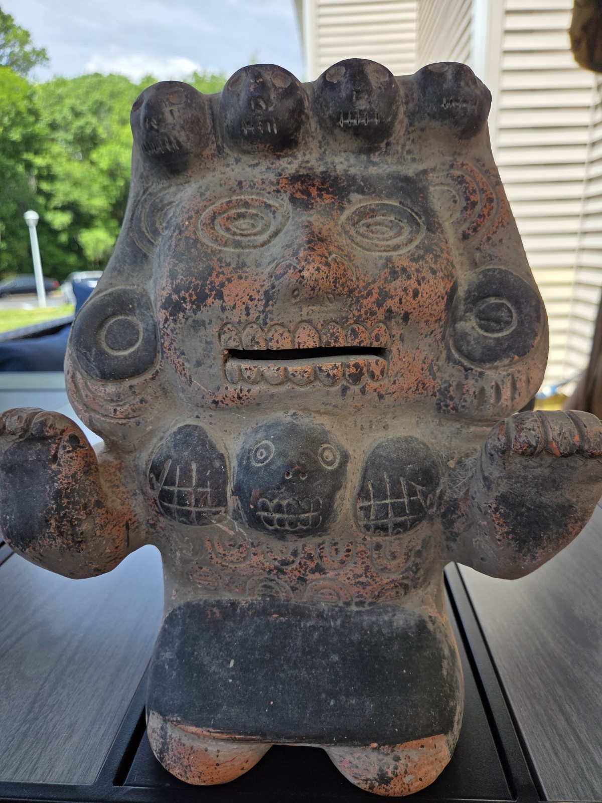 Vintage Pre Columbian Style Pottery Figure Folk Art Statue Effigy Bank 13.5\