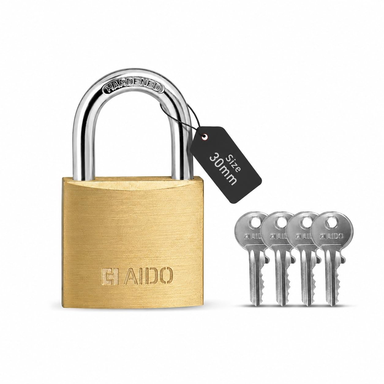 30mm Solid Brass Padlock 4 Keys Heavy Duty Double Bolt Water Resistant 30mm Solid Brass Padlock 4 Keys Heavy Duty Double Bolt Water Resistant