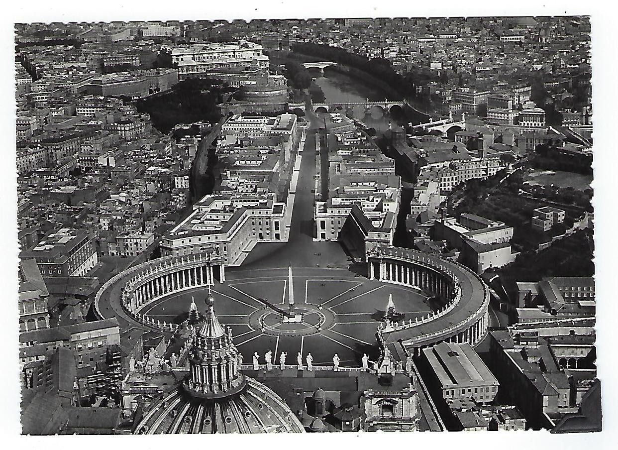 Rome, Italy-St. Peter's Basilica & Square--Black & White Aerial Vintage Postcard Rome, Italy-St. Peter's Basilica & Square--Black & White Aerial Vintage Postcard