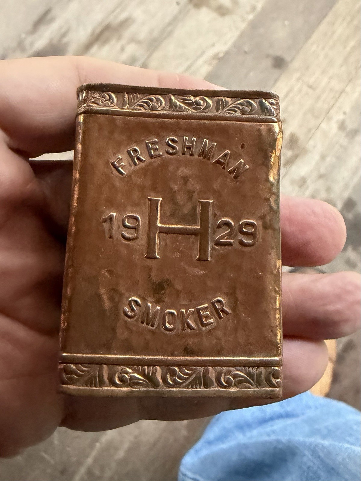 Antique 1920’s Hammered Copper Harvard Freshmen Fraternity Matchbox Case Cover Antique 1920’s Hammered Copper Harvard Freshmen Fraternity Matchbox Case Cover
