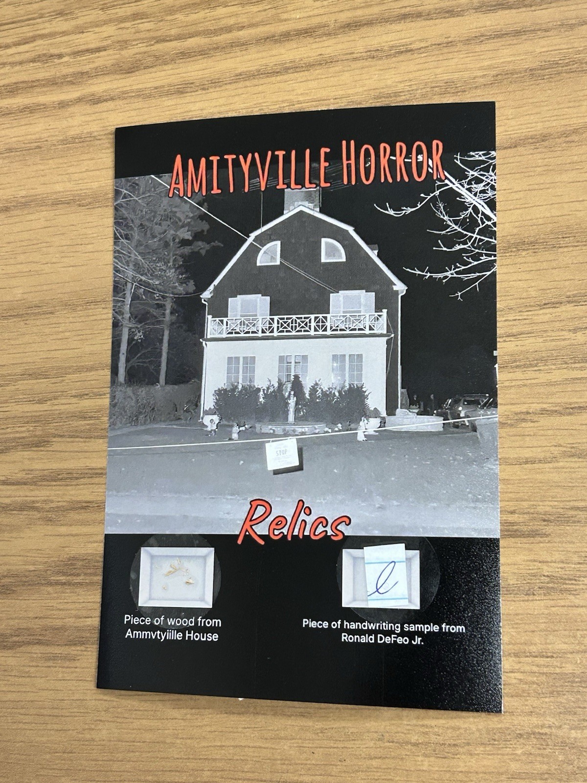 The Amityville Horror piece of wood & Handwritten Collectible Horror Relic The Amityville Horror piece of wood & Handwritten Collectible Horror Relic