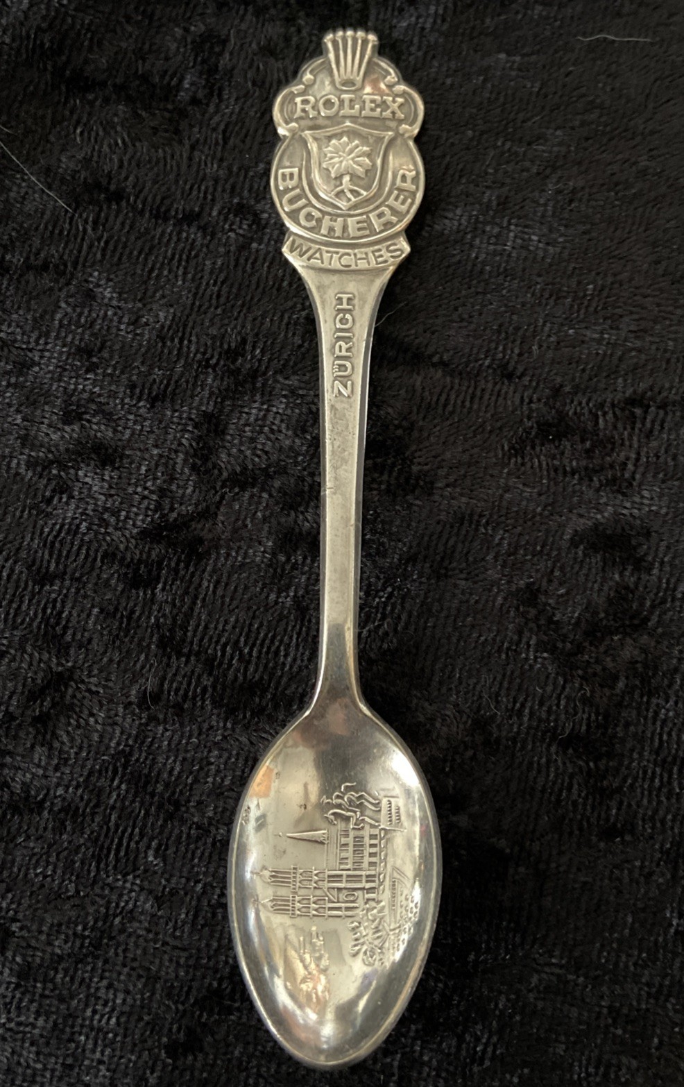 Vintage ROLEX Bucherer Watches ZURICH Souvenir Spoon 4 1/2 Inch 'B10012' Marked Vintage ROLEX Bucherer Watches ZURICH Souvenir Spoon 4 1/2 Inch 'B10012' Marked