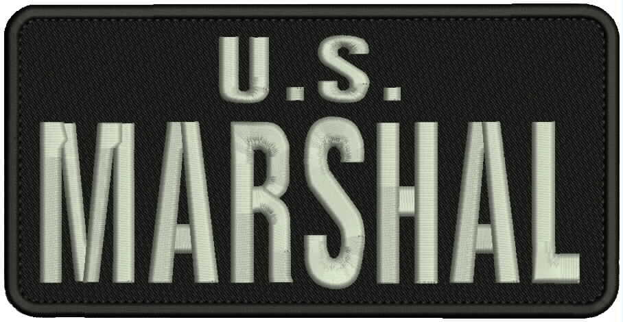 U S MARSHAL EMBROIDERY PATCH 4X8 HOOK ON BACK BLK SILVER U S MARSHAL EMBROIDERY PATCH 4X8 HOOK ON BACK BLK SILVER