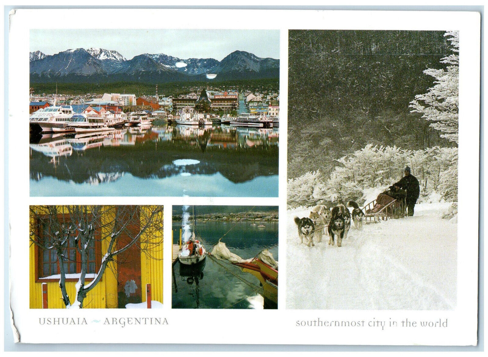 c1960's Southernmost City in the World Ushuaia Argentina Multiview Postcard