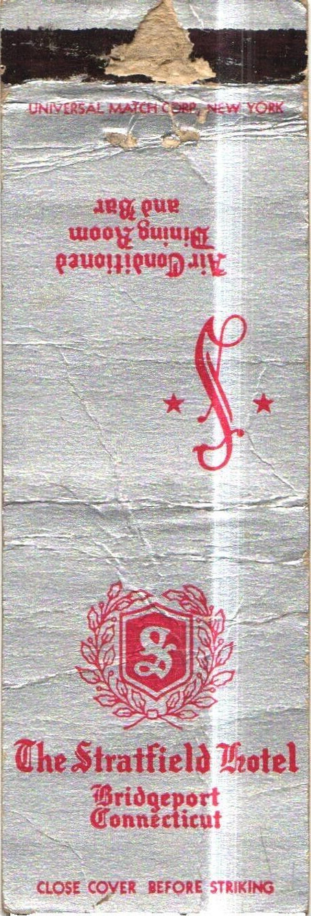 The Stratfield Hotel Bridgeport CT Vintage Matchbook Cover 1950s-60s