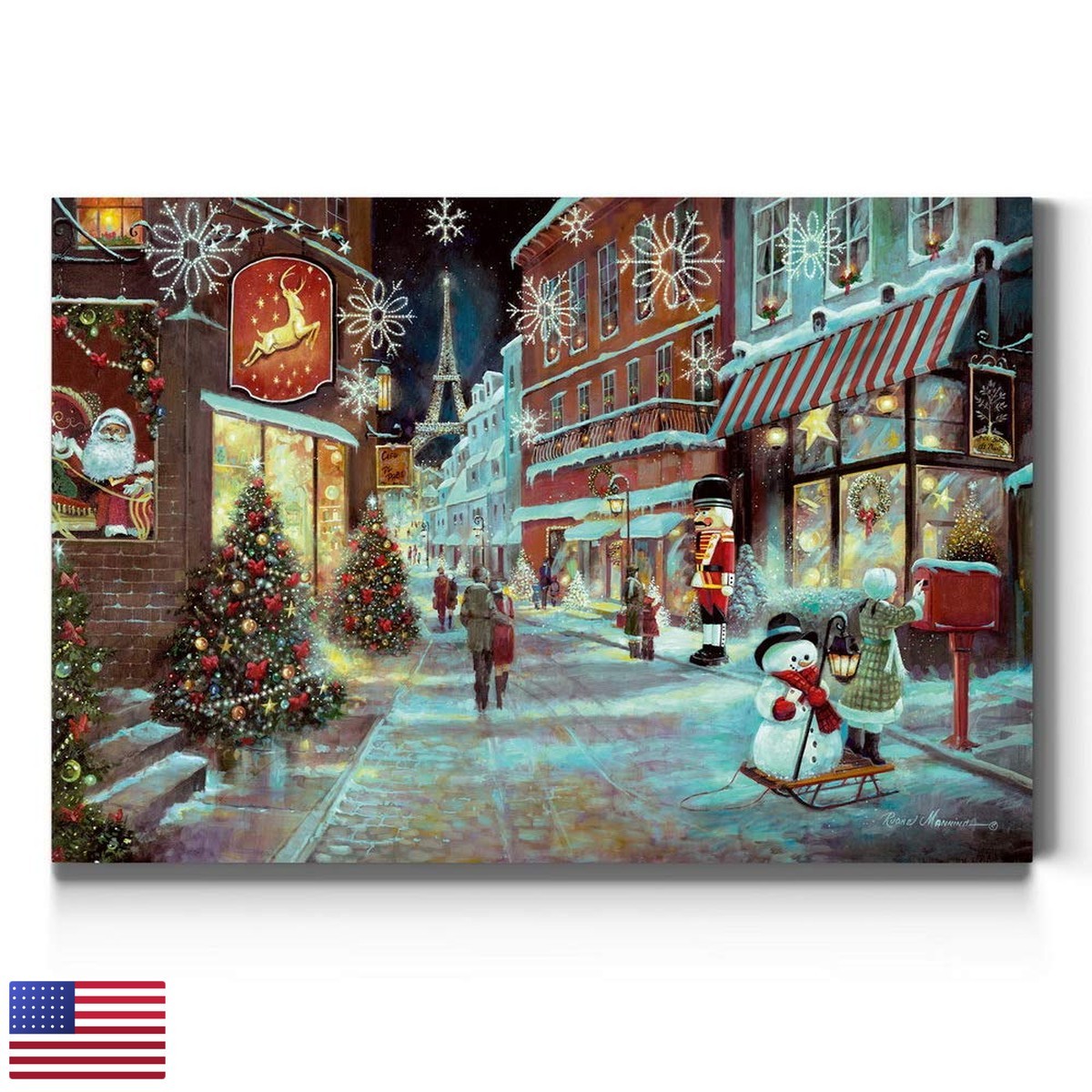 Renditions Gallery Christmas in Paris Wall Art Winter Village 18 in H x 27 in W