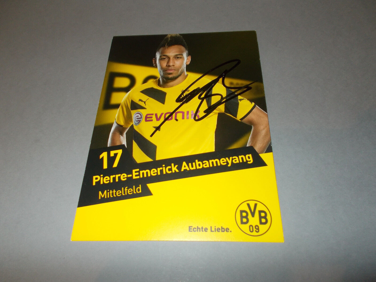 Pierre-Emerick Aubameyang  BVB  soccer germany signed Autogramm on postcard