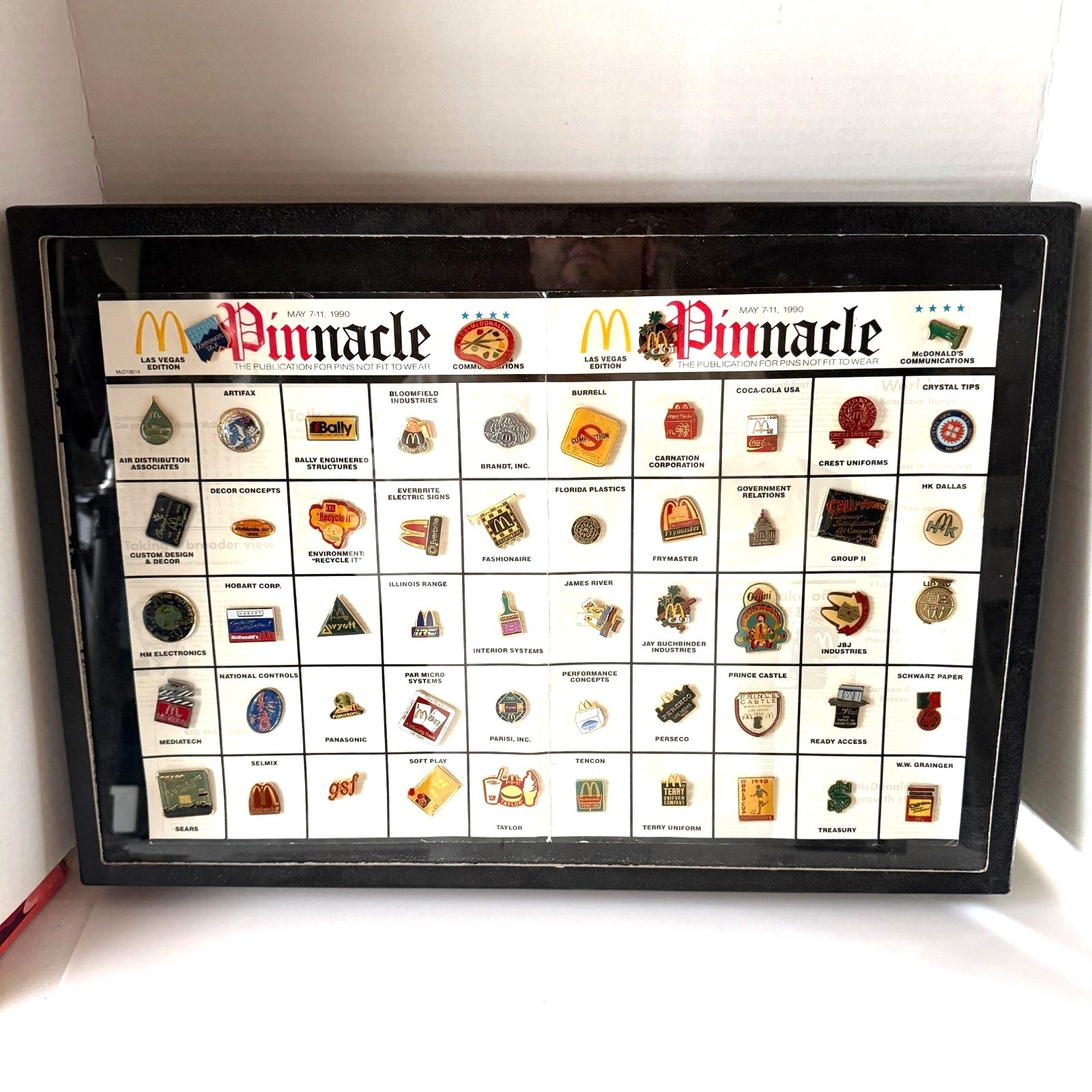 Vintage 1990 McDonald\'s 54x Pin Collection Framed - Pinnacle Vendor Set Vegas Vintage 1990 McDonald\'s 54x Pin Collection Framed - Pinnacle Vendor Set Vegas