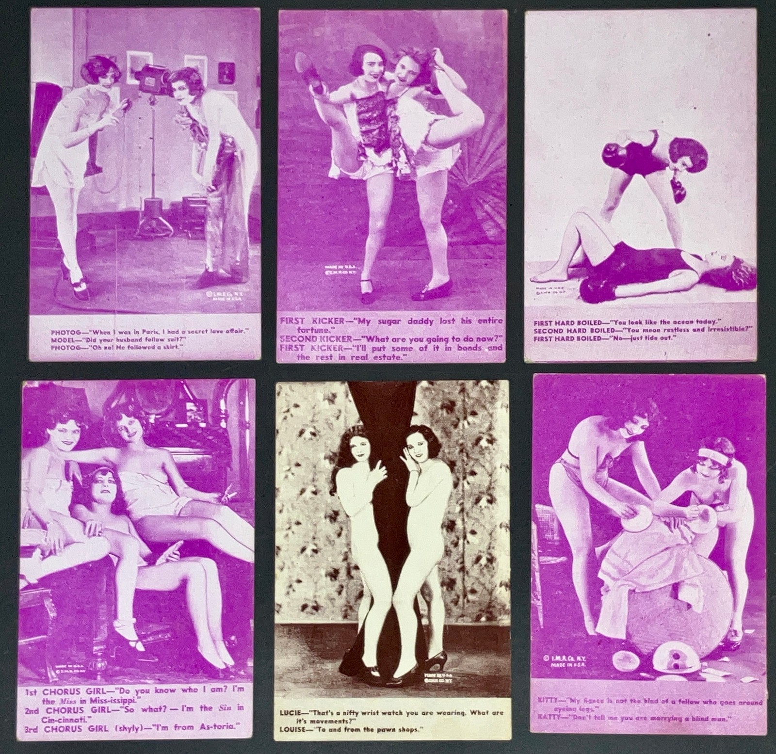 6 Vintage Mutoscope Arcade Cards Risque Flapper Joke Pin-Up Girls I.M.R. Co Lot 6 Vintage Mutoscope Arcade Cards Risque Flapper Joke Pin-Up Girls I.M.R. Co Lot