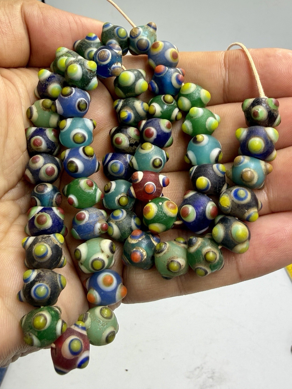 Antique Multicolor Mosaic Glass Trade Beads – Unique Collectible Strand Antique Multicolor Mosaic Glass Trade Beads – Unique Collectible Strand
