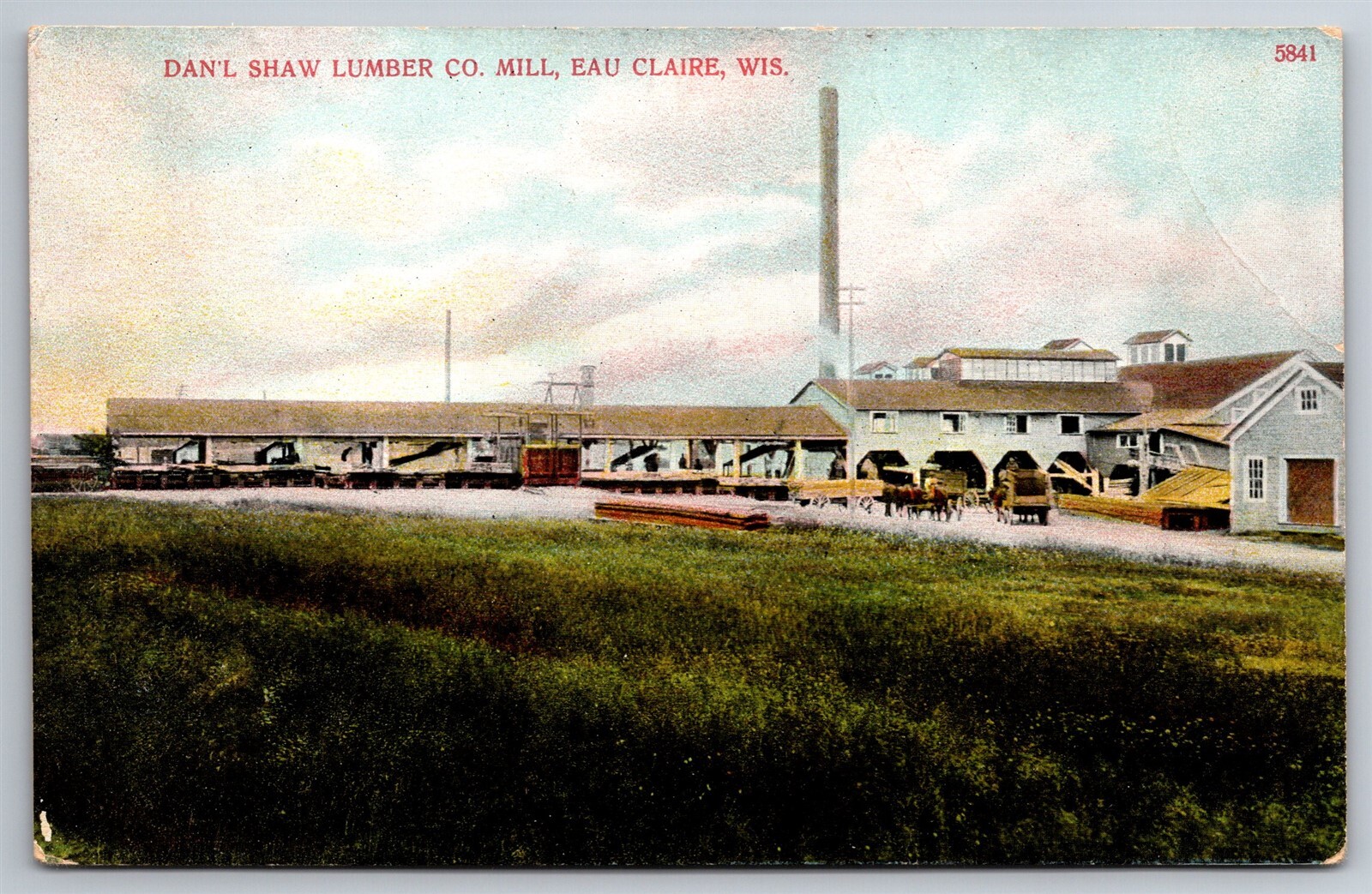 Dan\'l Shaw Lumber Co Mill Eau Claire WI C1908 Postcard W1 Dan\'l Shaw Lumber Co Mill Eau Claire WI C1908 Postcard W1