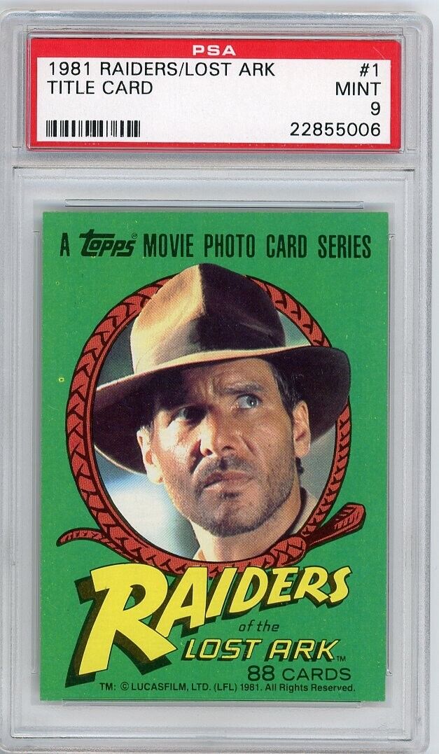 Topps 1981 Raiders Of The Lost Ark Indiana Jones #1 Title Card PSA 9 MINT RC