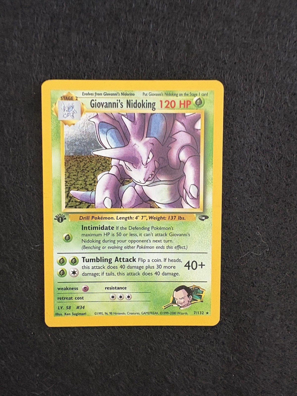 Giovanni's Nidoking 7/132 Gym Challenge Holo Rare WOTC Giovanni's Nidoking 7/132 Gym Challenge Holo Rare WOTC