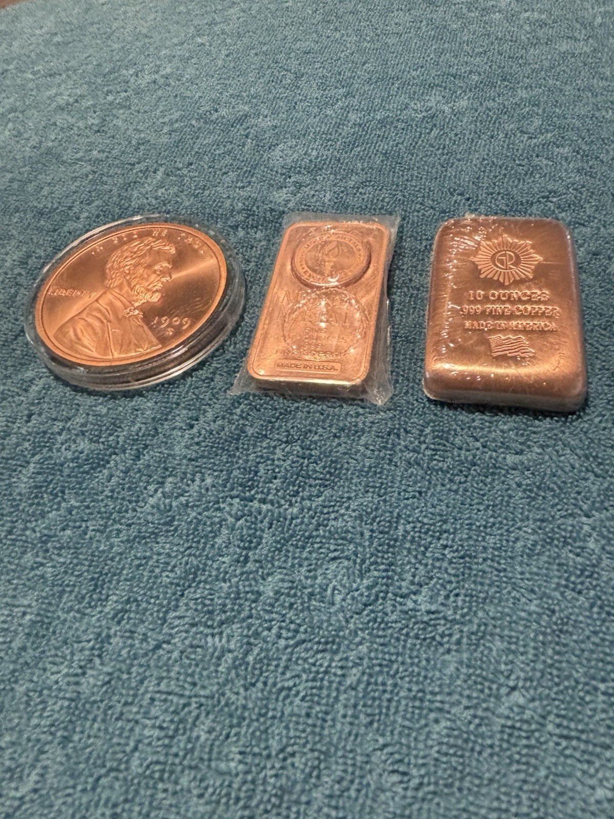 20 OUNCES .999 Fine Copper Bullion Mixed Lot w/ 10 oz & two 5 oz Pieces