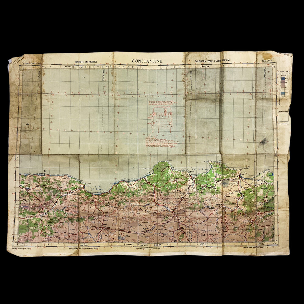RARE WWII 1942 D-Day Operation Torch 'East Task Force' Constantine Invasion Map