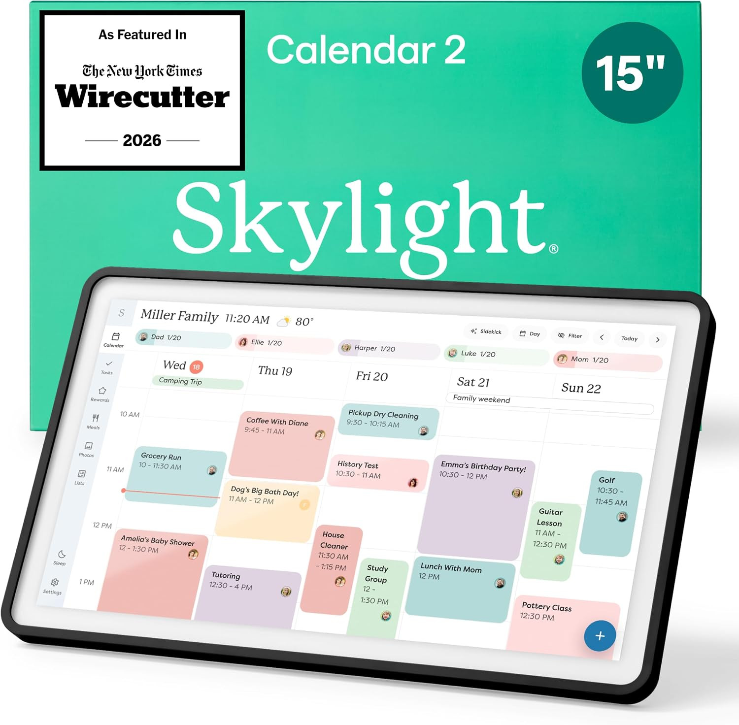 Skylight Calendar 2 - 15-Inch Full HD Touchscreen Digital Calendar, Featured on