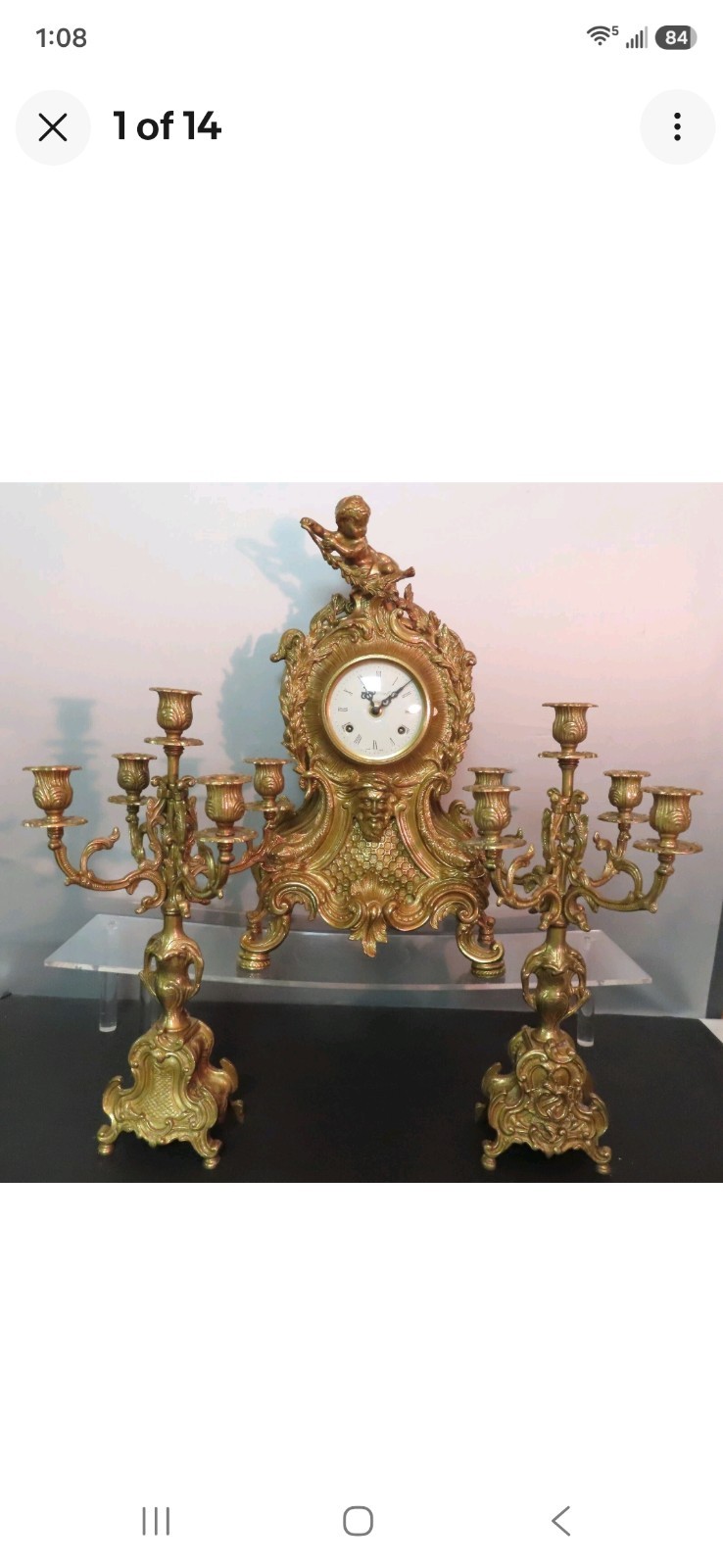Antique Franz Hermle Imperial Bronze Candelabra Clock Set Antique Franz Hermle Imperial Bronze Candelabra Clock Set