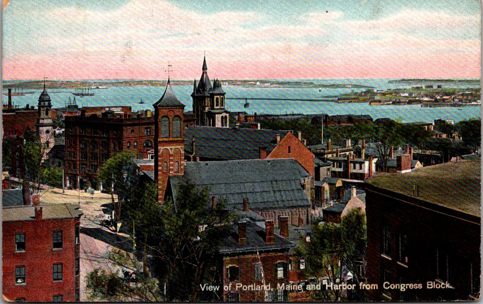 View of Portland & Harbor From Congress Block ME Vintage Postcard TP12-28 View of Portland & Harbor From Congress Block ME Vintage Postcard TP12-28
