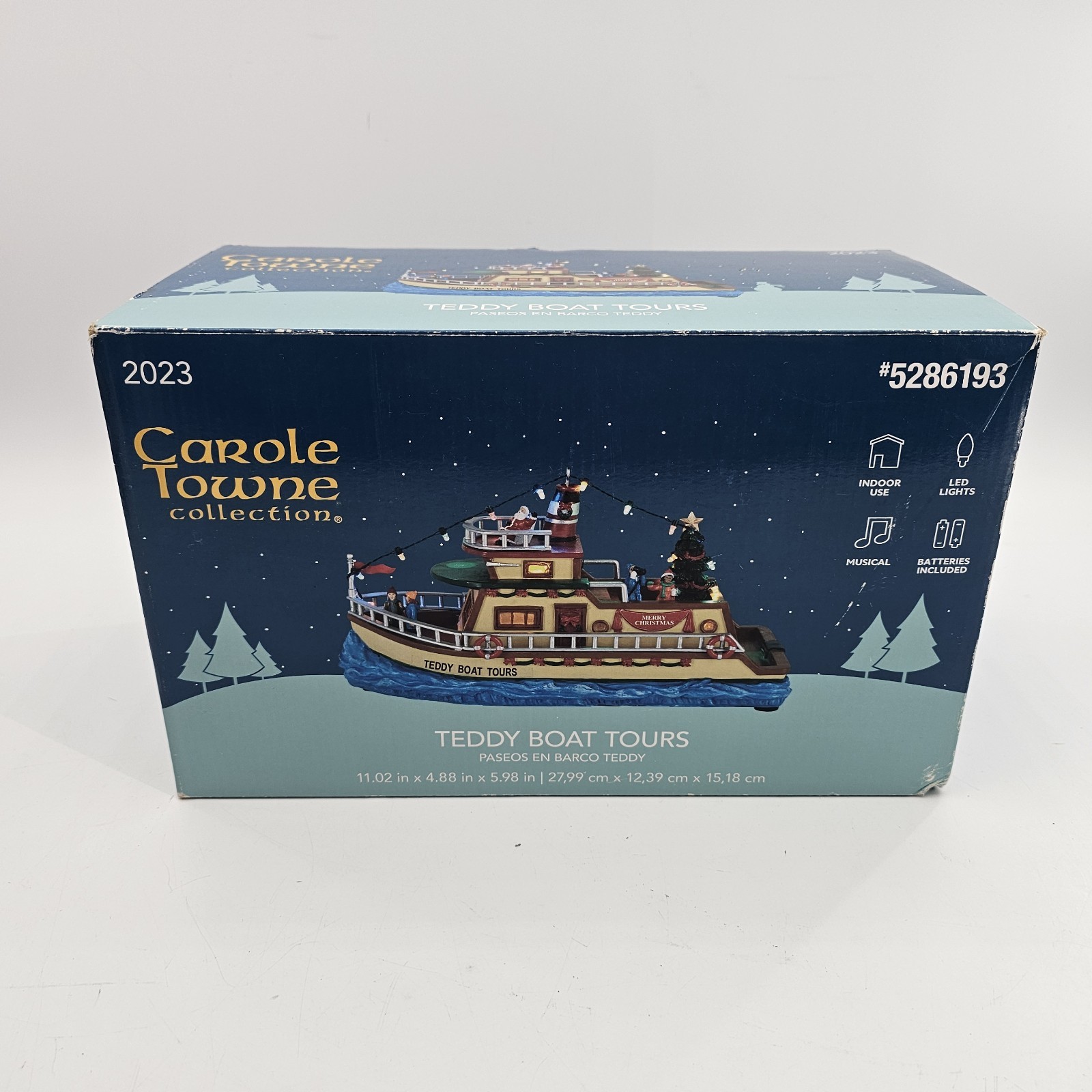 Carole Towne Collection Teddy Boat Tours with Santa Music LED Lights Excellent Carole Towne Collection Teddy Boat Tours with Santa Music LED Lights Excellent