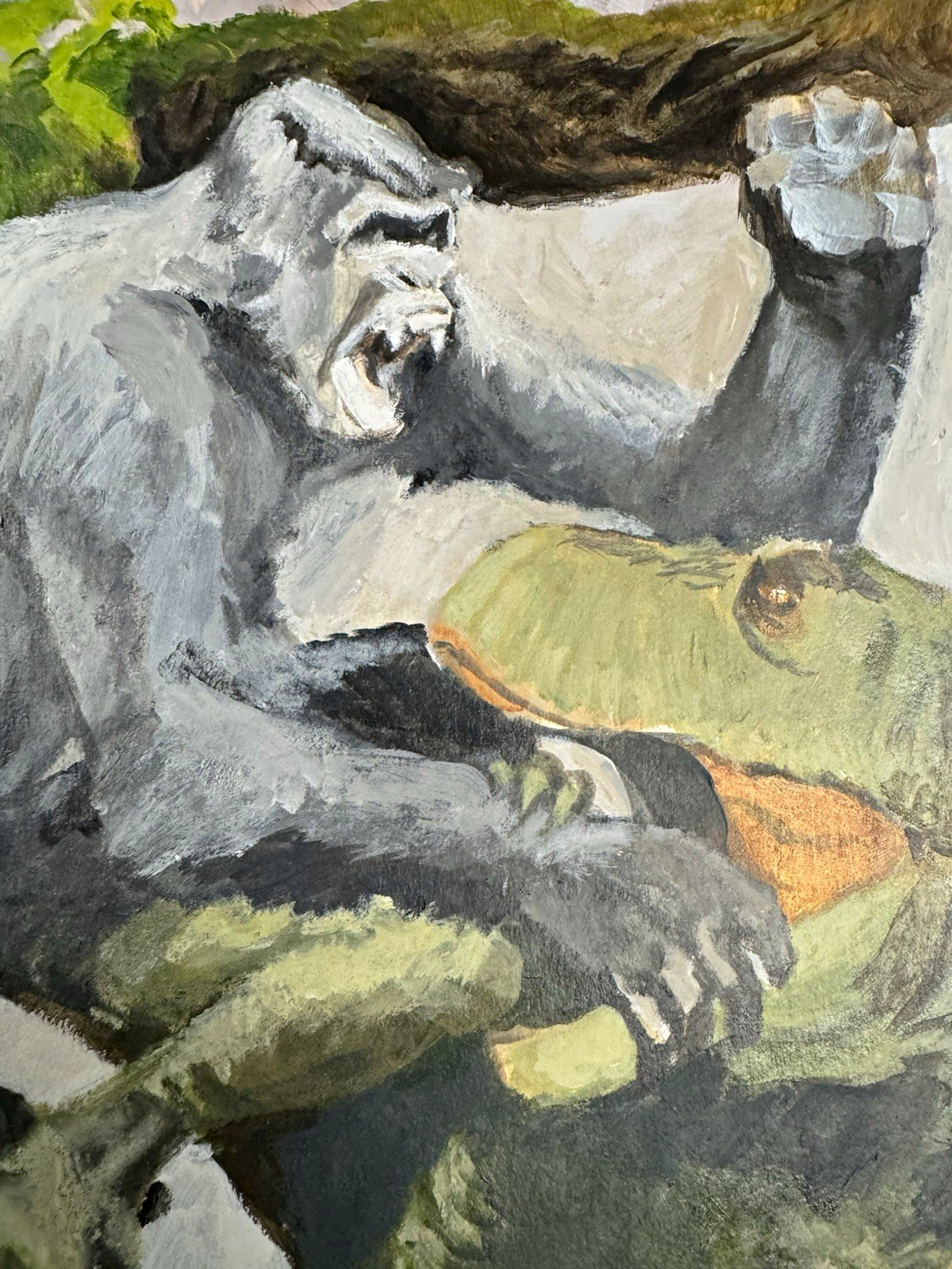 Original Kong & T-Rex Painting Contemporary Art illustration Unframed