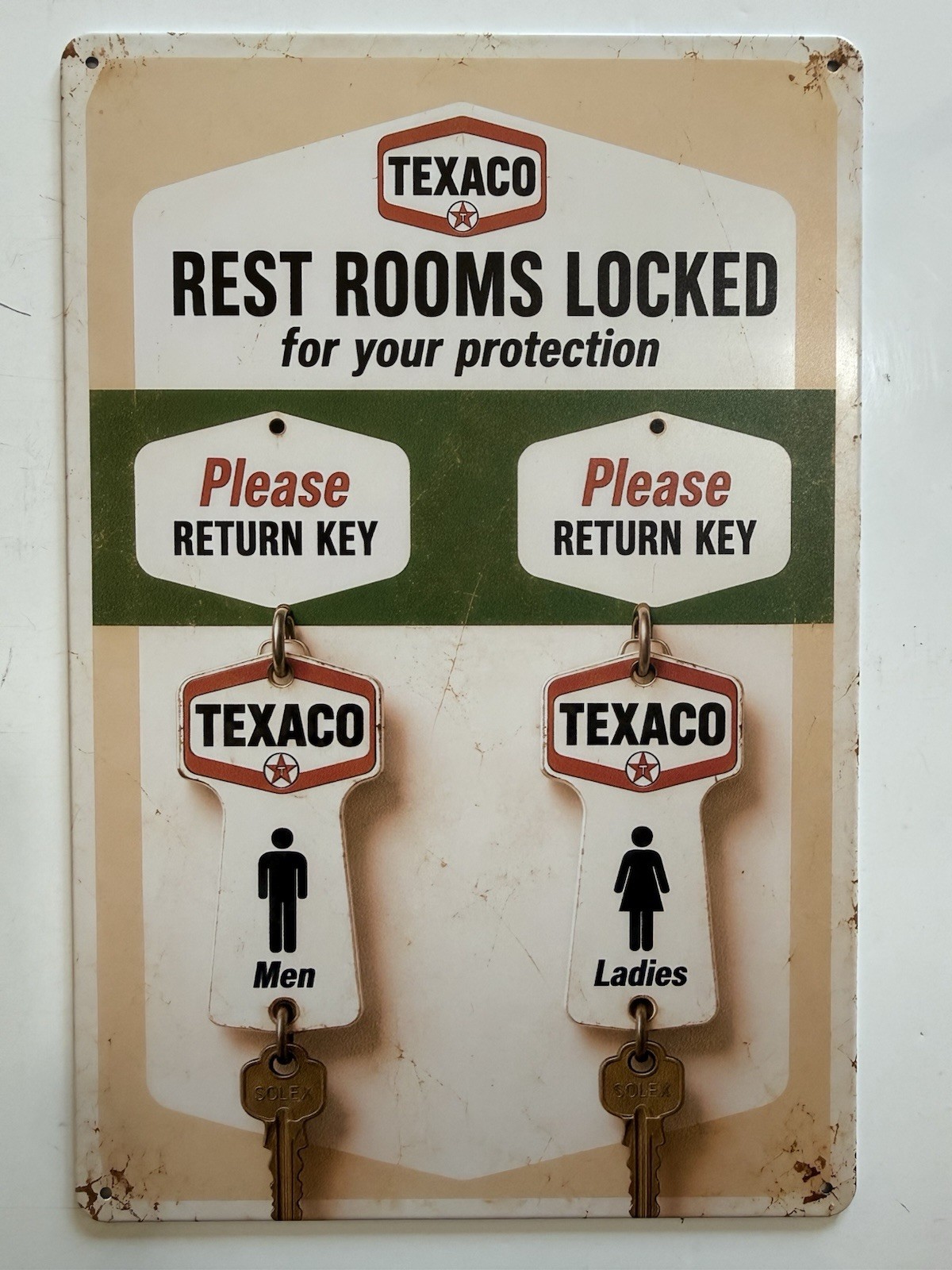 Texaco Gasoline Gas & Oil Sign - Texas Fuel Company - Vintage Restrooms Texaco Gasoline Gas & Oil Sign - Texas Fuel Company - Vintage Restrooms