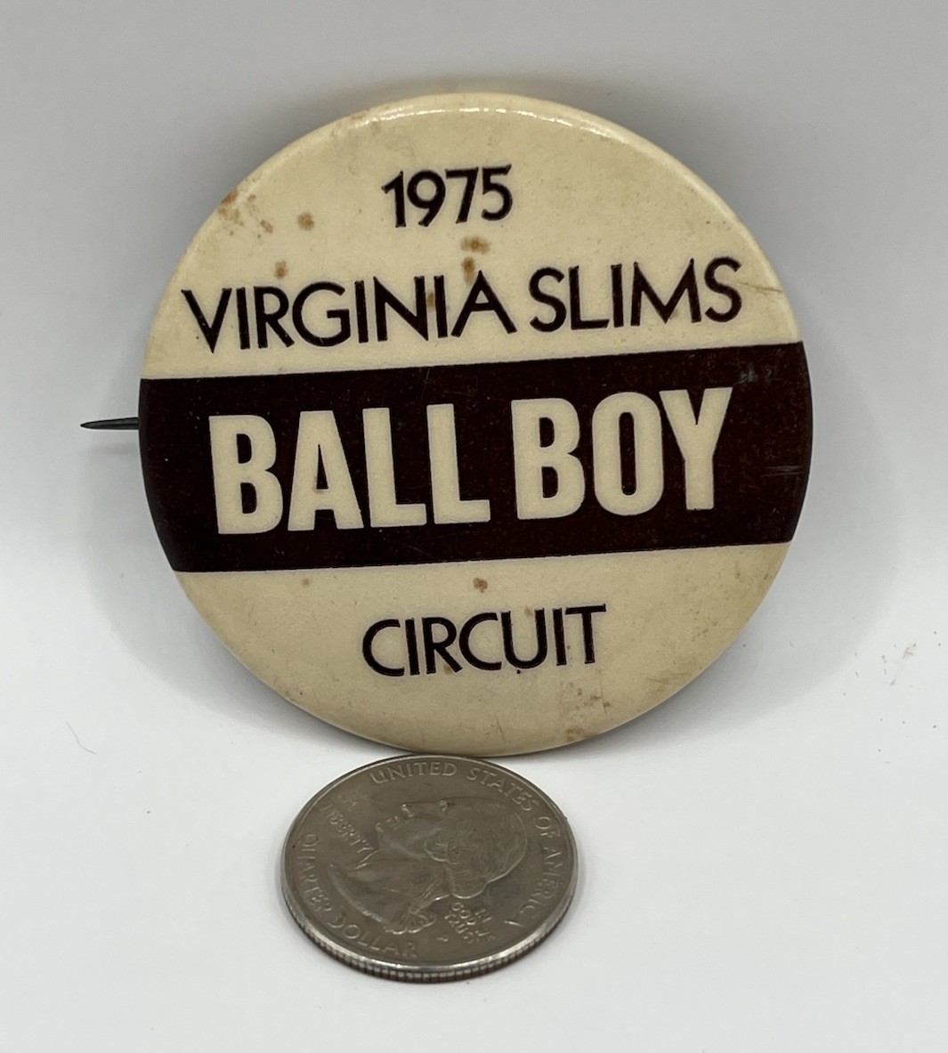 1975 Virginia Slim’s Ball Boy Circuit Button 1975 Virginia Slim’s Ball Boy Circuit Button