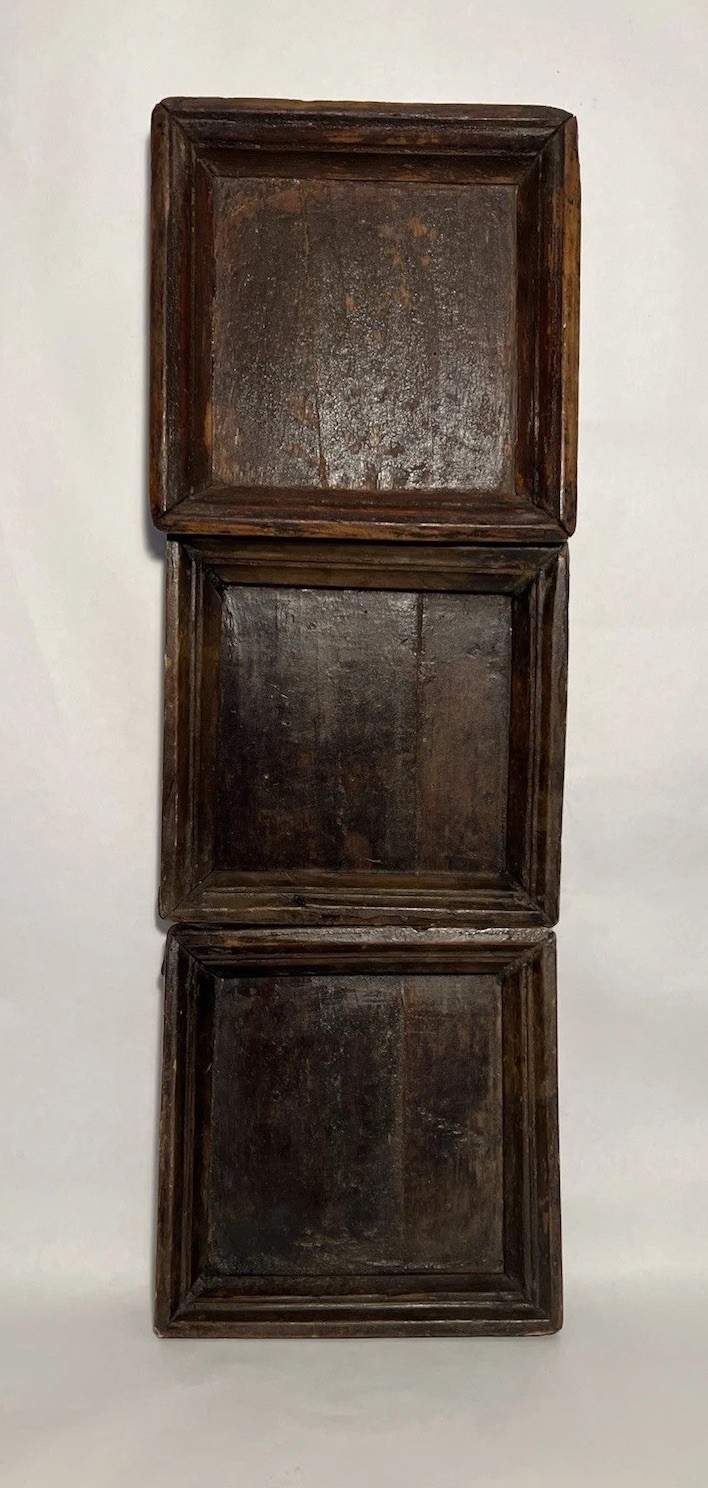 Lot of 3 Antique Wooden Cassetta Frames Deep Profile Rustic Dark Wood 1880-1920