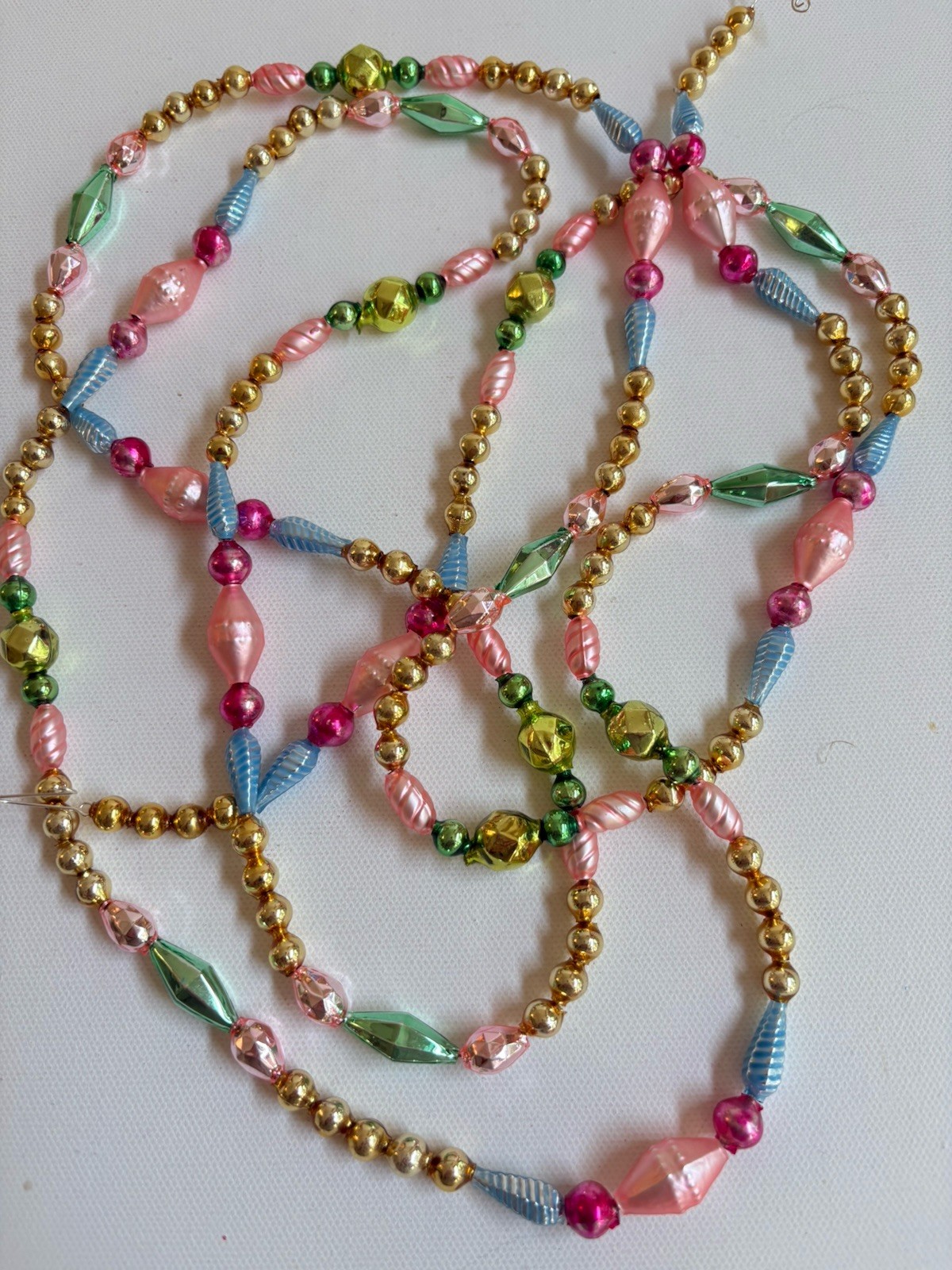 GORGEOUS Vintage Mercury Glass Bead Garland W Shaped Czech Beads 84” (508) GORGEOUS Vintage Mercury Glass Bead Garland W Shaped Czech Beads 84” (508)