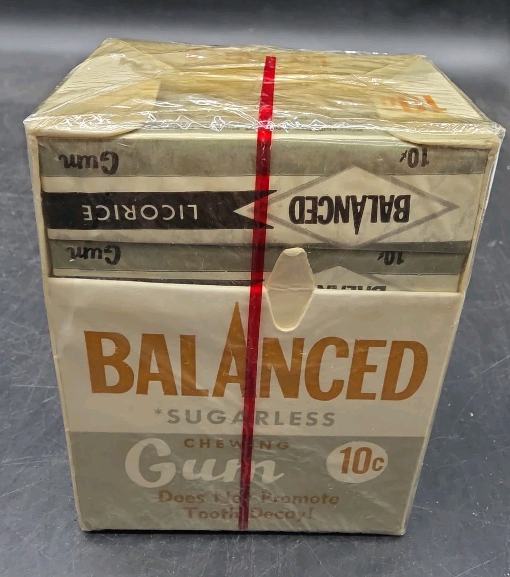 Vintage 1962 20 PACKS Balanced Licorice Chewing Gum Unopened Made IN USA RARE Vintage 1962 20 PACKS Balanced Licorice Chewing Gum Unopened Made IN USA RARE