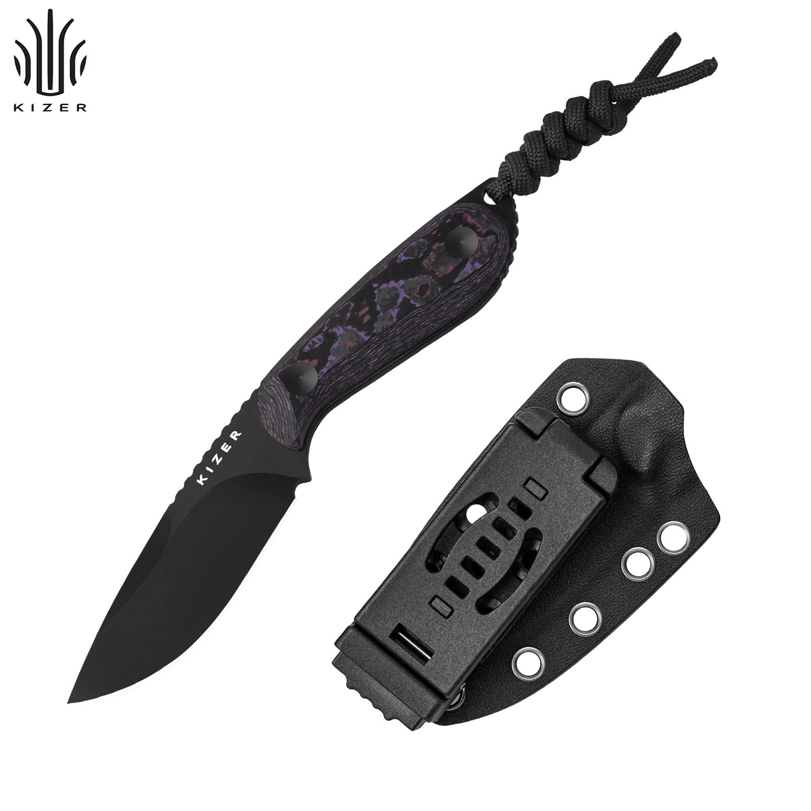 Kizer Buddy Fixed Knife Compact 4V Blade Fat Carbon Purple Haze Handle 1081A10 Kizer Buddy Fixed Knife Compact 4V Blade Fat Carbon Purple Haze Handle 1081A10