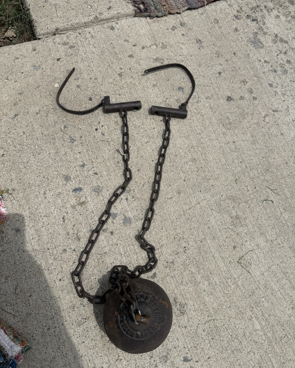 Antique ball and chain from Levanworth Prison, Kansas. Shipping costs may vary. Antique ball and chain from Levanworth Prison, Kansas. Shipping costs may vary.