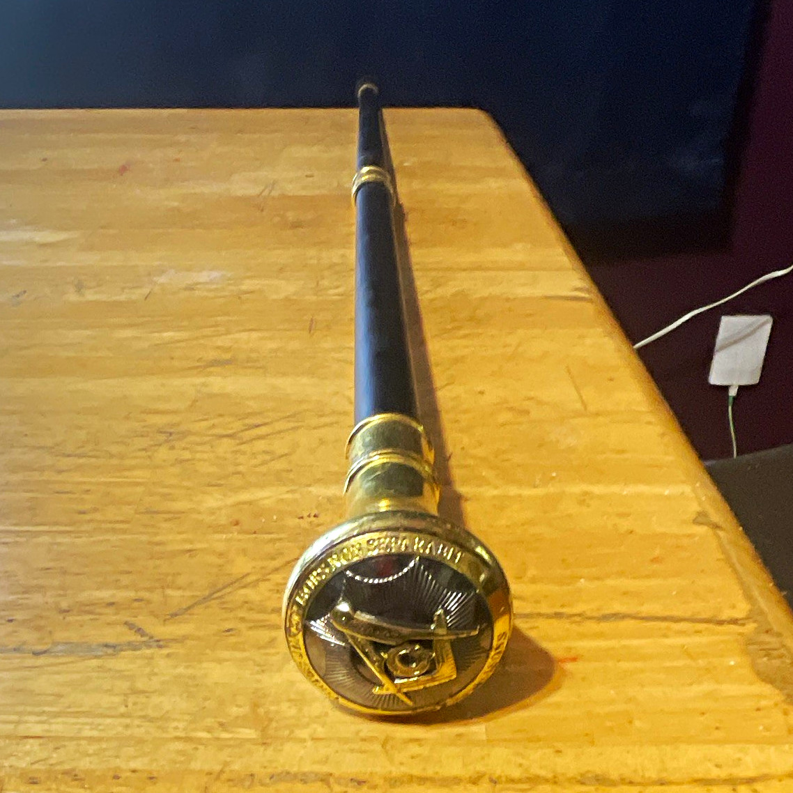Masonic Walking Cane with Square & Compass Emblem Freemason Collectible