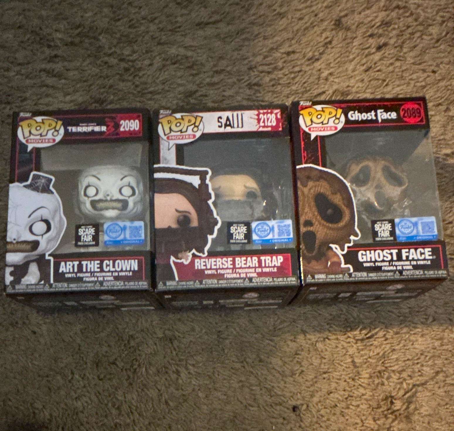 Funko POP Vinyl Lot of 3 Scare Fair Exclusive Boxed Art, Bear Trap, Ghost Funko POP Vinyl Lot of 3 Scare Fair Exclusive Boxed Art, Bear Trap, Ghost
