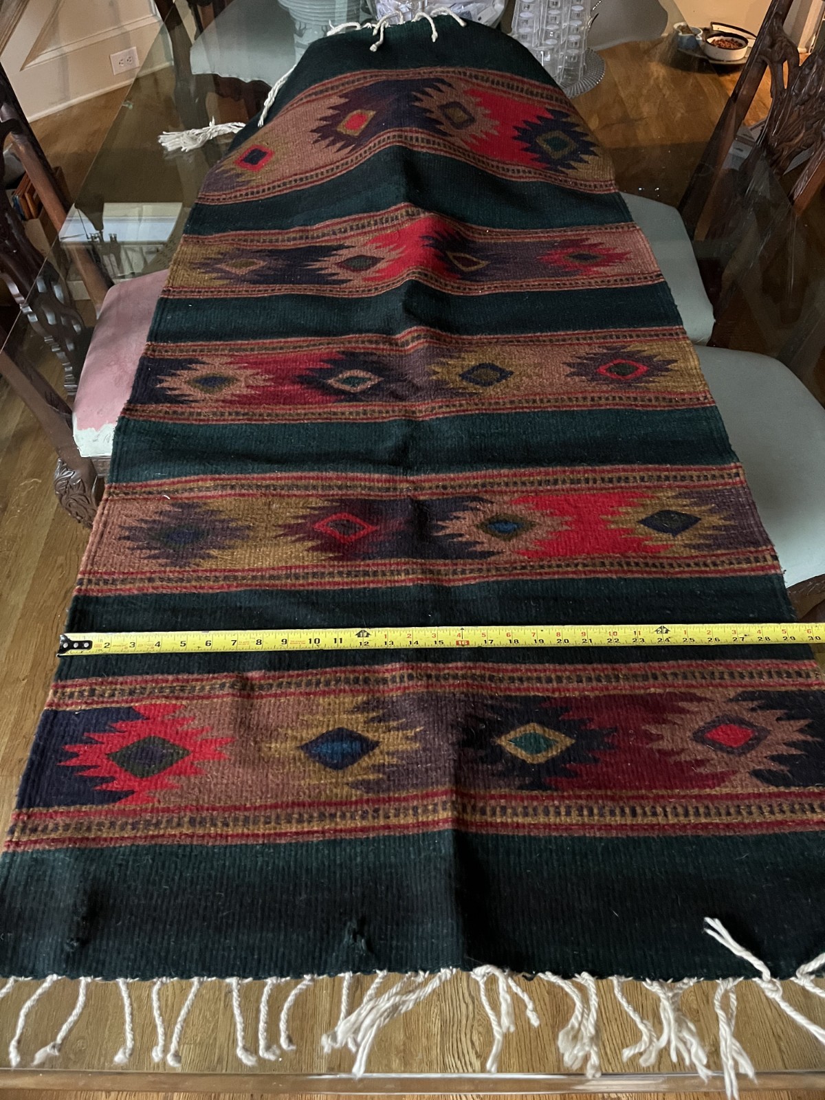 Vintage 30x58 Zapotec Oaxaca Native Mexican Hand Woven Wool Rug Vintage 30x58 Zapotec Oaxaca Native Mexican Hand Woven Wool Rug