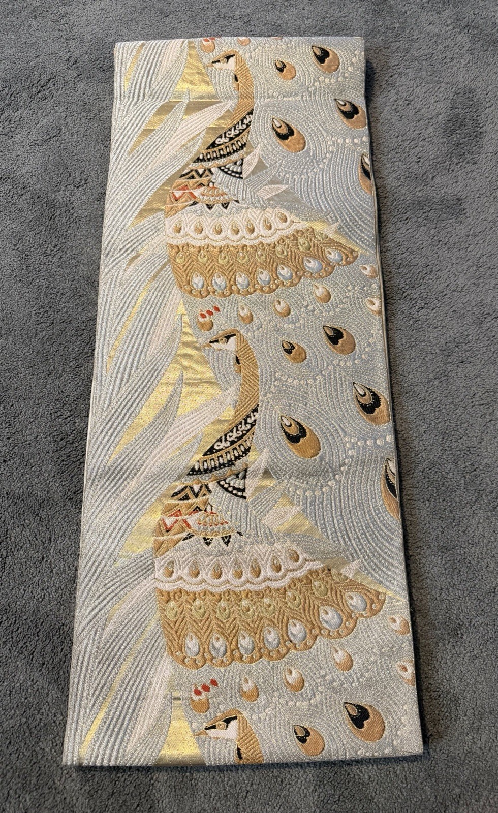 Vintage Silk Fukuro Obi Japanese Kimono Belt Gold Peacock Floral Formal Brocade Vintage Silk Fukuro Obi Japanese Kimono Belt Gold Peacock Floral Formal Brocade