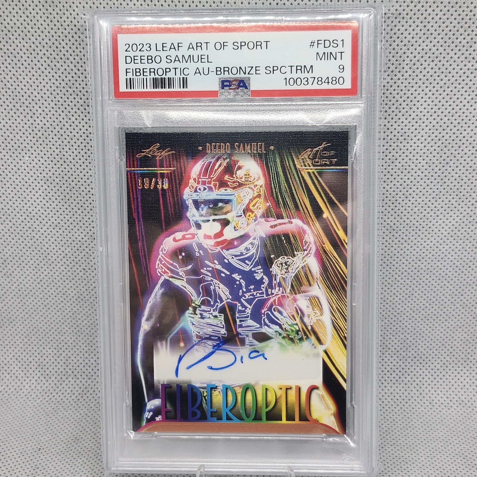 2023 LEAF ART OF SPORT FIBEROPTIC AUTO BRONZE SPECTRUM DEEBO SAMUEL 19/30 PSA 9 2023 LEAF ART OF SPORT FIBEROPTIC AUTO BRONZE SPECTRUM DEEBO SAMUEL 19/30 PSA 9
