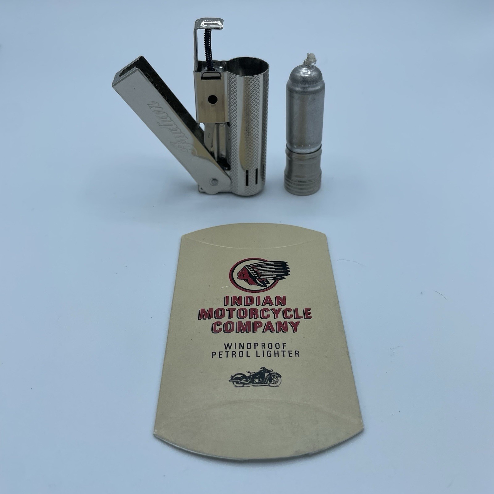 Vintage Indian Motorcycle Company Windproof Petrol Lighter Never Used Unused New Vintage Indian Motorcycle Company Windproof Petrol Lighter Never Used Unused New