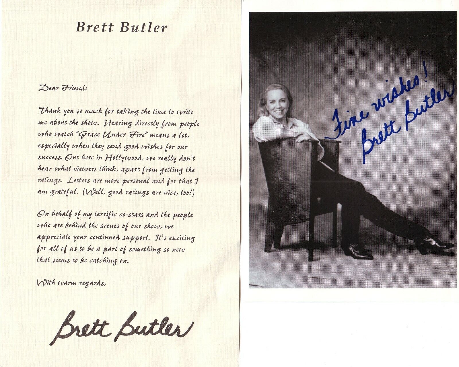 *Brett Butler Autographed Photo Reprint 7 x 5 with a Letter 