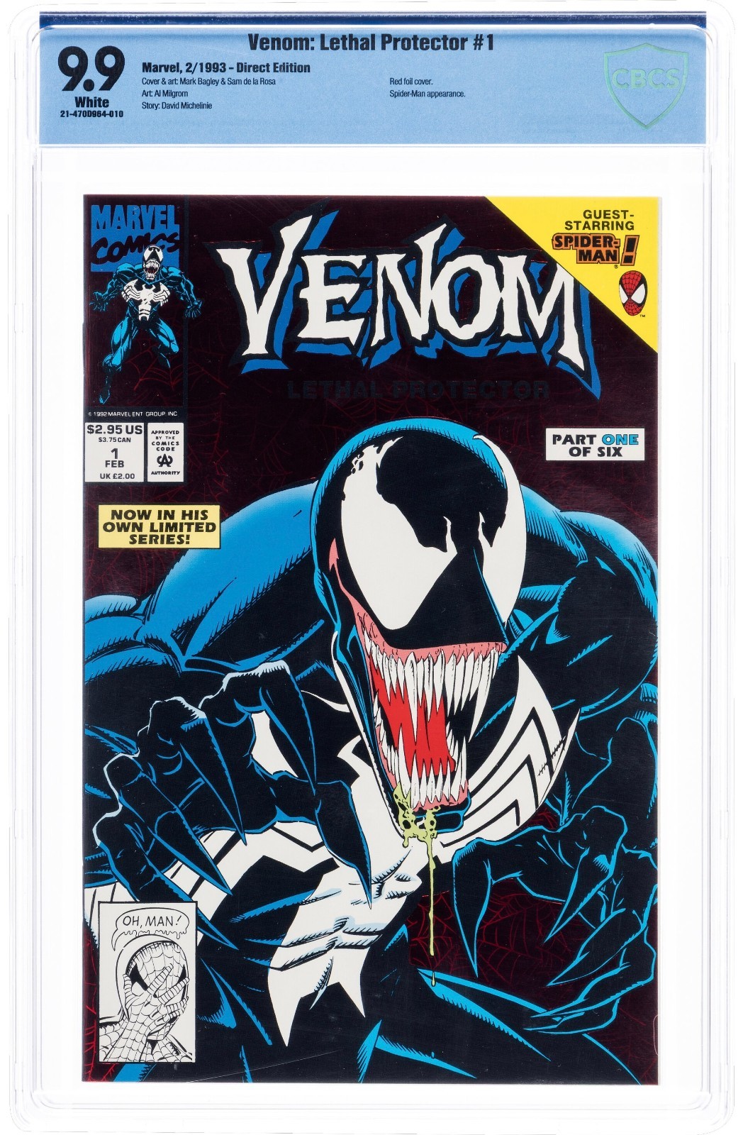 Venom: Lethal Protector #1 CBCS 9.9 White Pages Marvel 1993