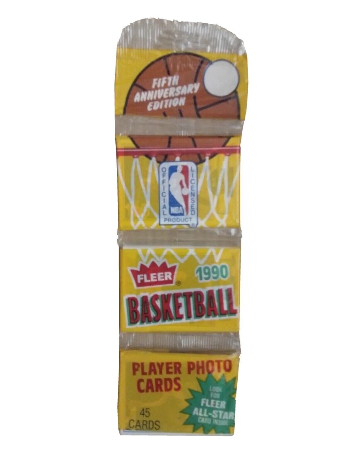 1990 FLEER NBA Basketball (45 Card) UNOPENED Front JORDAN and RODMAN RACK PACK 