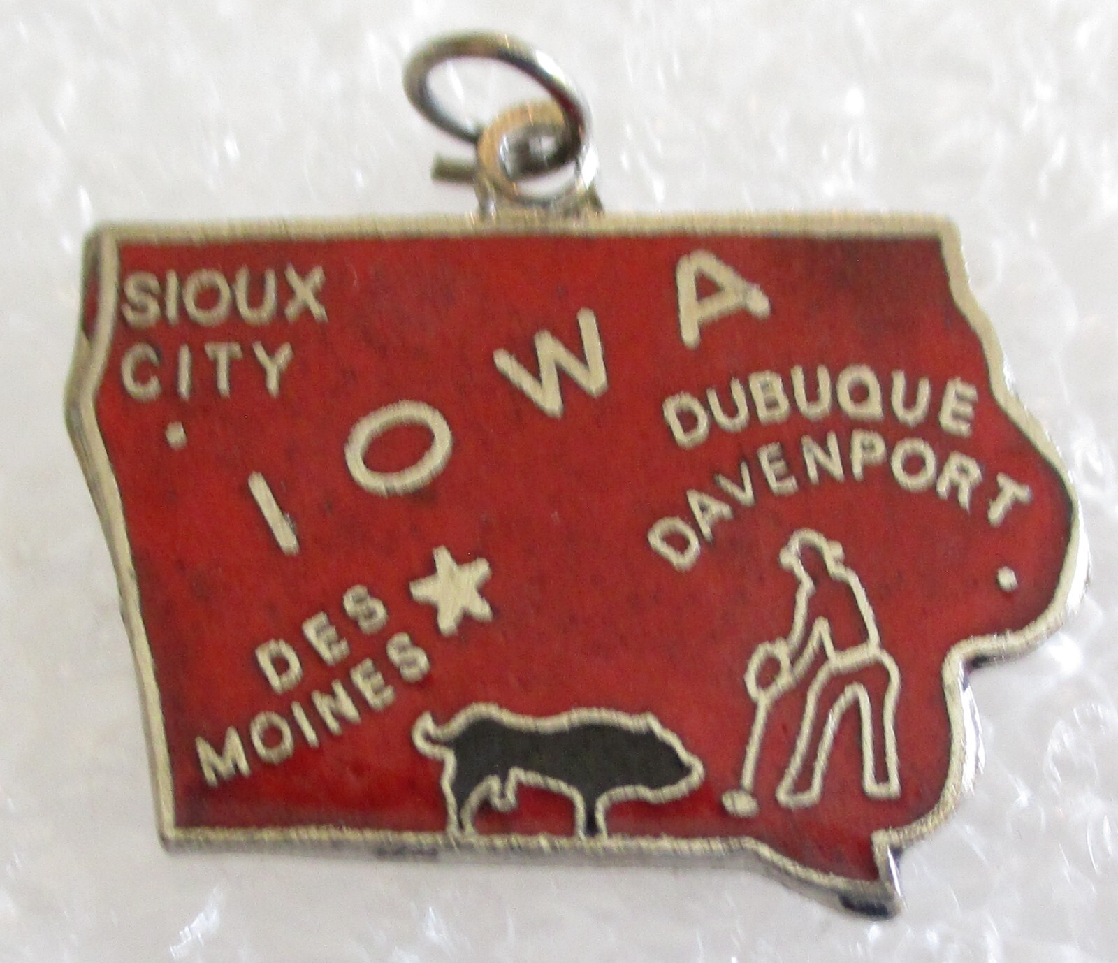 Vintage State of Iowa Map Tourist Travel Souvenir Enamel Charm Vintage State of Iowa Map Tourist Travel Souvenir Enamel Charm