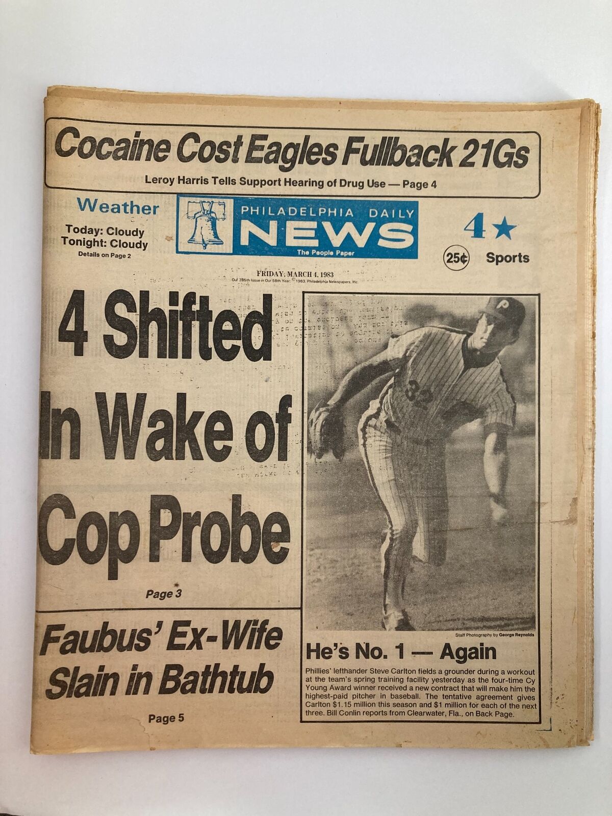 Philadelphia Daily News Tabloid March 4 1983 MLB Phillies Steve Carlton