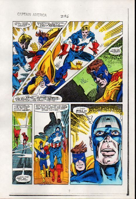 Original 1984 Captain America 296 page 9 color guide comic book art:Marvel Nomad Original 1984 Captain America 296 page 9 color guide comic book art:Marvel Nomad