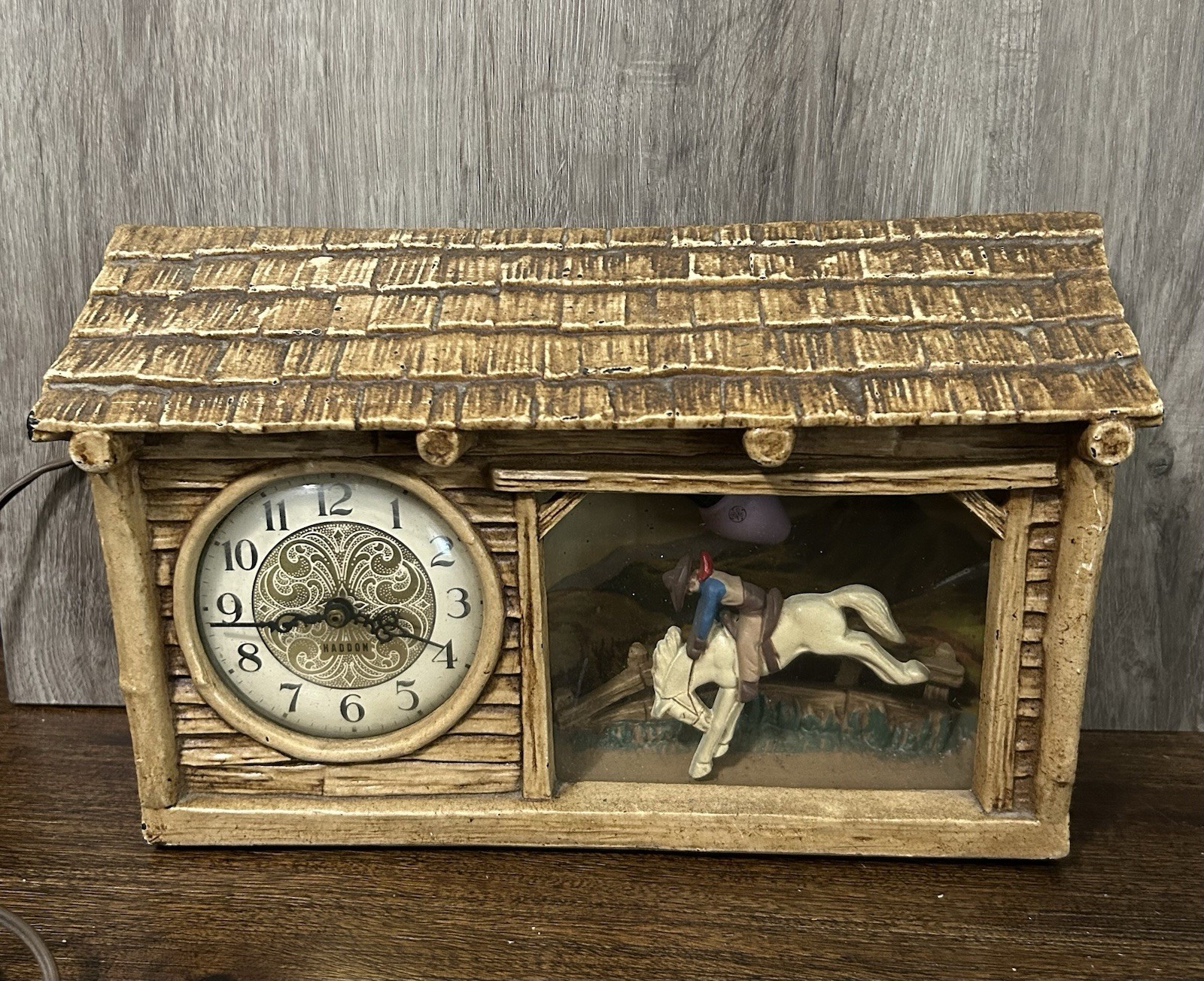 Vintage 1950’s Cowboy on Horse Lighted Display Clock Vintage 1950’s Cowboy on Horse Lighted Display Clock
