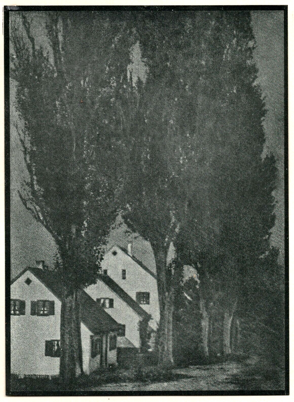 T & O HOFMEISTER Houses and Poplars, Tipped-in Halftone Vintage 1908
