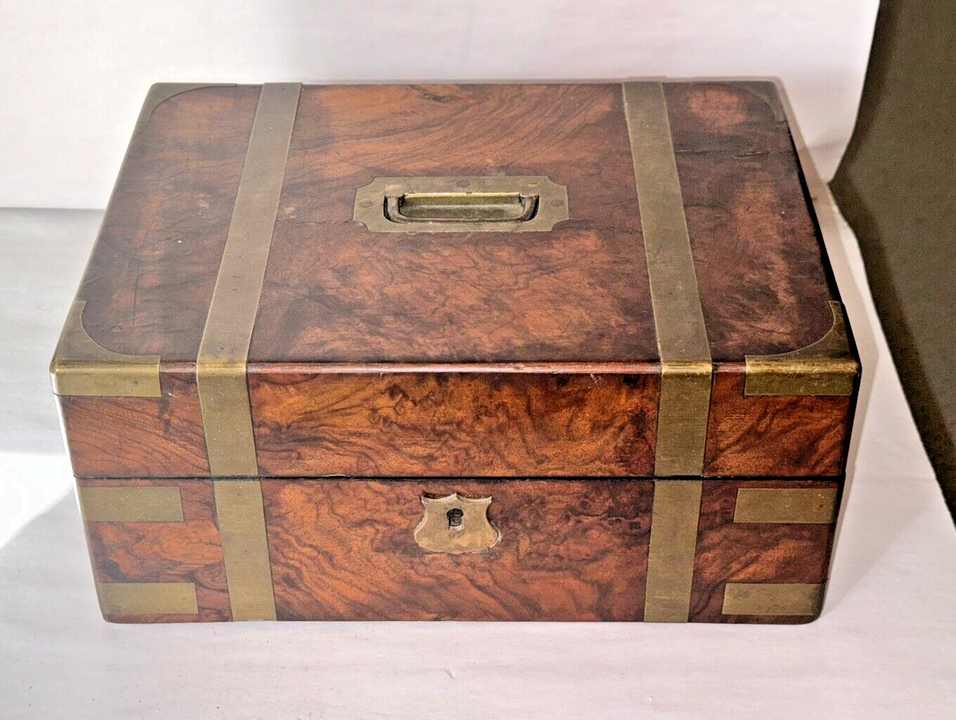 Best Antique 19th Century Burl Walnut and Brass Document Box