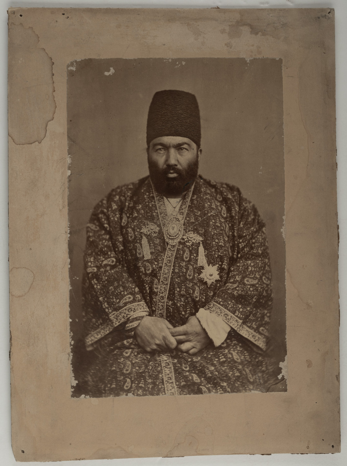 Qajar elite, portrait of Mirza Ahmad Khan Moshirossaltaneh, Persia Persia Ti