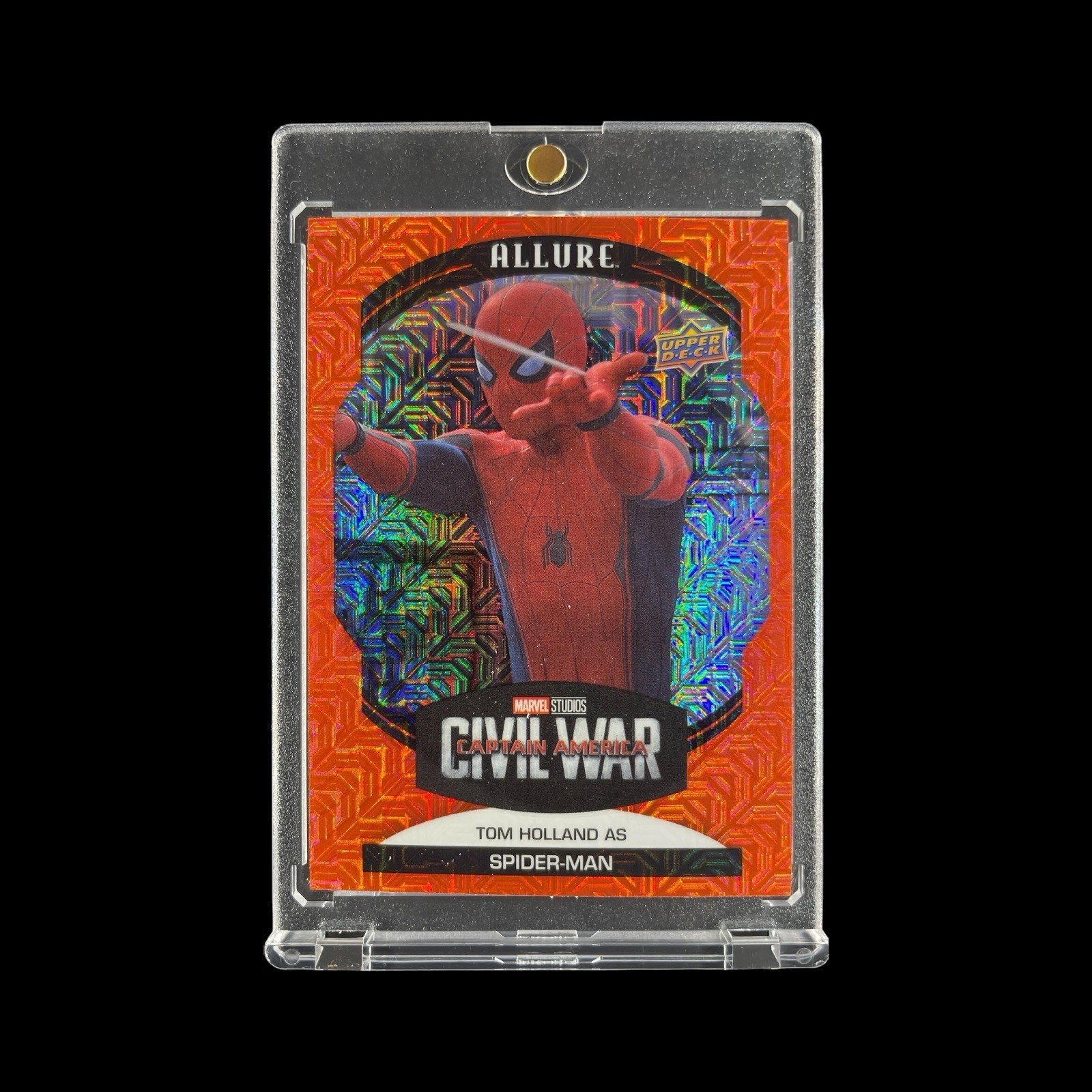 SPIDER-MAN ORANGE MOJO REFRACTOR TOM HOLLAND CARD 2022 Upper Deck Civil War