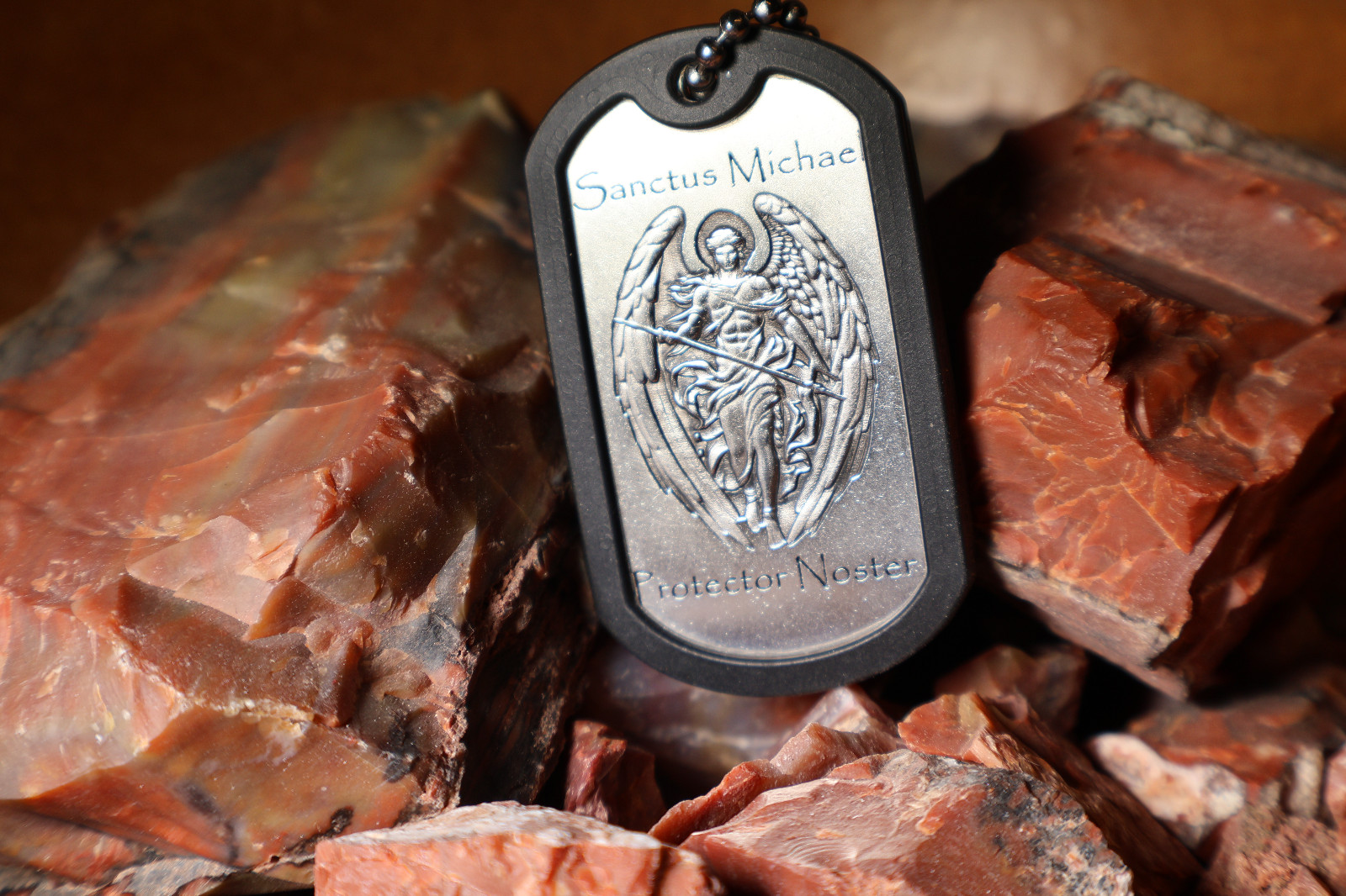 St Michael Deep Engraved Third Dogtag in Latin St Michael Deep Engraved Third Dogtag in Latin